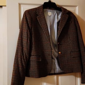 Womans blazer bown and blue plaid